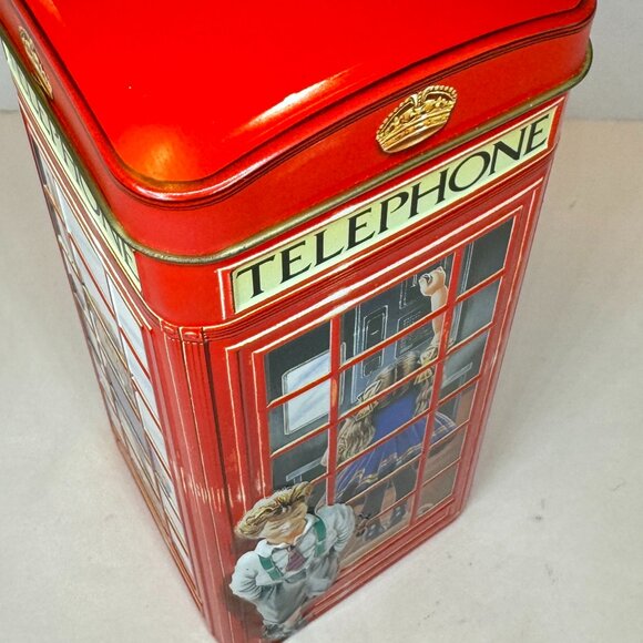 Vintage Tin Coin Bank England Telephone Booth Red Churchill's Jelly Beans - Picture 6 of 7